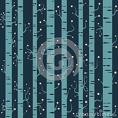 Seamless night tree vector background pattern Stock Photo