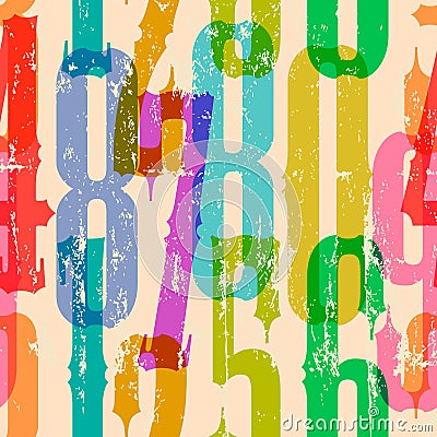 Seamless numbers pattern, grungy vector illustration,overprint background texture Vector Illustration