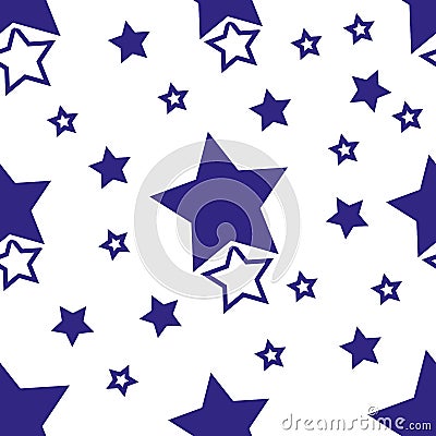 Seamless nursery pattern with deep blue stars Vector Illustration