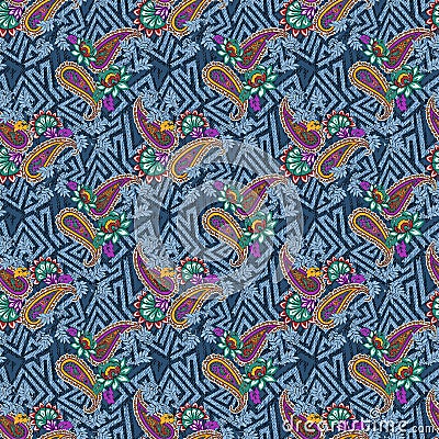 Seamless old ornament batik pattern in unique composition Stock Photo