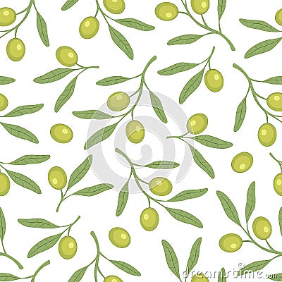 Seamless olive pattern. olive branch. A simple pattern. Vector. Stock Photo