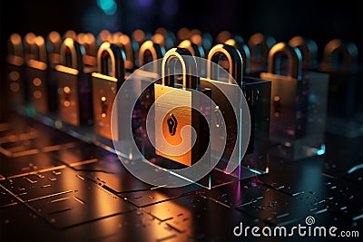 Seamless online shopping enhanced by icons shield, lock, transactions Stock Photo
