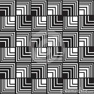Seamless optical art pattern background vector black and white Vector Illustration
