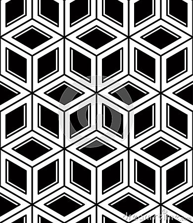 Seamless optical ornamental pattern with three-dimensional geome Vector Illustration
