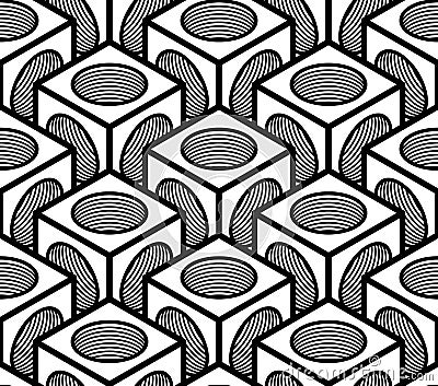 Seamless optical ornamental pattern, three-dimensional Vector Illustration