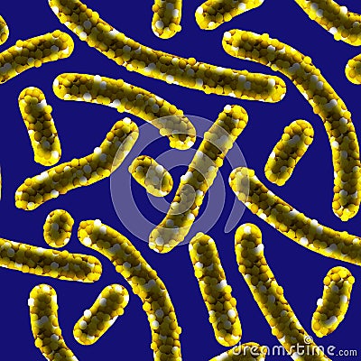 Seamless orange bacteria on purple background Stock Photo