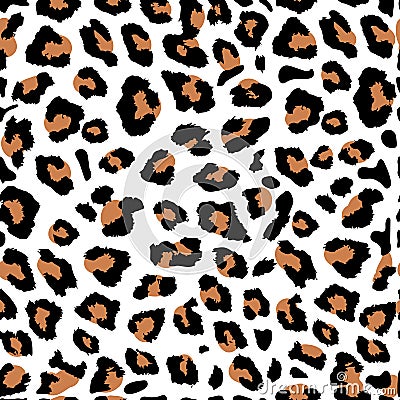 Seamless orange leopard print on white background. Vector pattern, texture, background Stock Photo