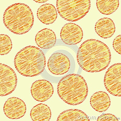 Seamless orange texture, endless fruit background. Abstract citrus pattern. Vector Illustration