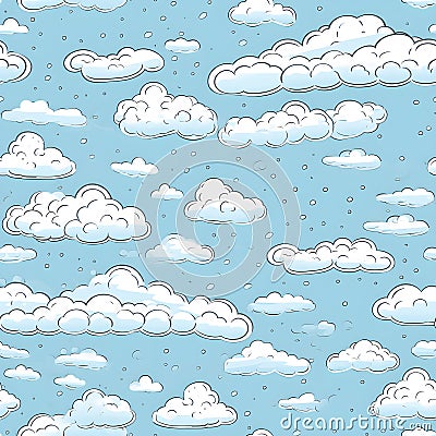 Seamless ornament, texture, cartoon clouds on a blue background Stock Photo