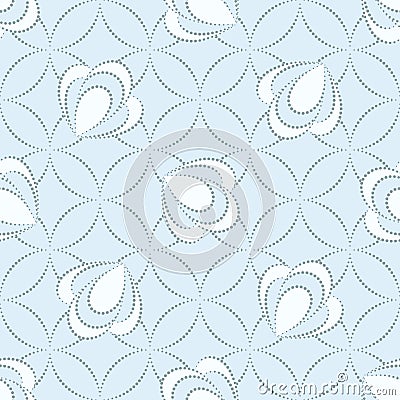 Seamless ornamental floral pattern with abstract flowers in pastel blue and white colors. Vector geometric floral background in Vector Illustration