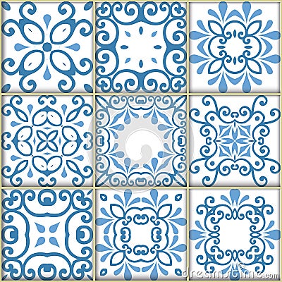 Seamless ornamental tile backgrounds Vector Illustration