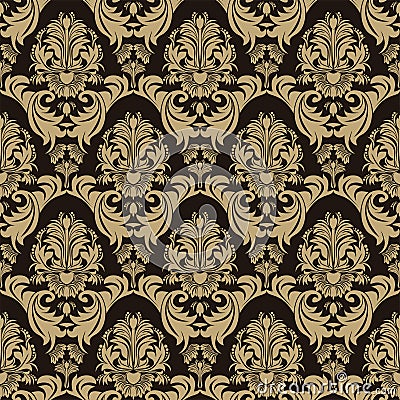 Seamless ornate floral Pattern on the chocolate Background Vector Illustration