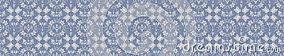 Seamless ornate medallion border pattern in french cream linen shabby chic style. Hand drawn floral damask bordure. Old Vector Illustration