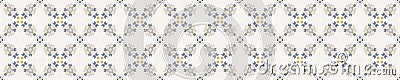 Seamless ornate medallion border pattern in french cream linen shabby chic style. Hand drawn floral damask bordure. Old Vector Illustration