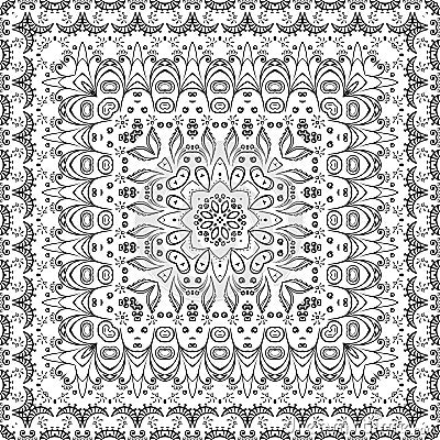 Seamless outline floral pattern Vector Illustration