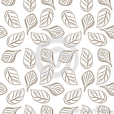 Seamless outlined leafy background for wrap design Vector Illustration