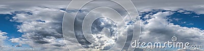 Seamless overcast blue sky hdri panorama 360 degrees angle view with zenith and beautiful clouds for use in 3d graphics as sky Stock Photo