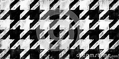 Seamless painted houndstooth black and white artistic acrylic paint texture background Stock Photo