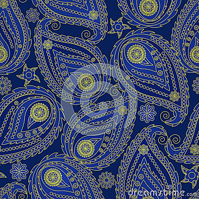 Seamless Paisley background. Elegant Hand Drawn vector pattern. Vector Illustration