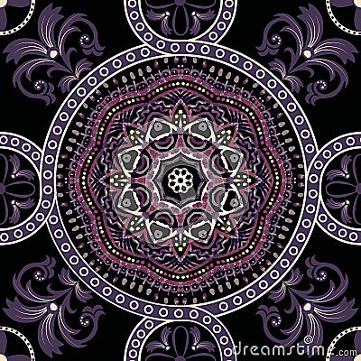 Seamless Paisley background, floral pattern. Colorful ornamental Indian ornament Vector Illustration