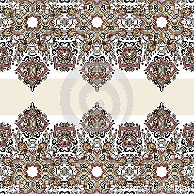 Seamless paisley design, ethnic tribal pattern, fabric Vector Illustration
