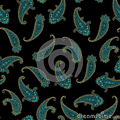 Seamless paisley Indian pattern with black color Stock Photo