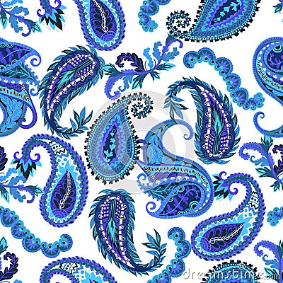 Seamless paisley pattern. Colorful floral ornament. Oriental design for fabric, prints, wrapping paper, card, invitation, wallpape Vector Illustration