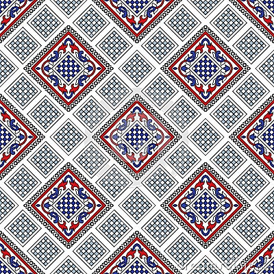 Seamless paisley pattern design with geometrical shapes Vector Illustration