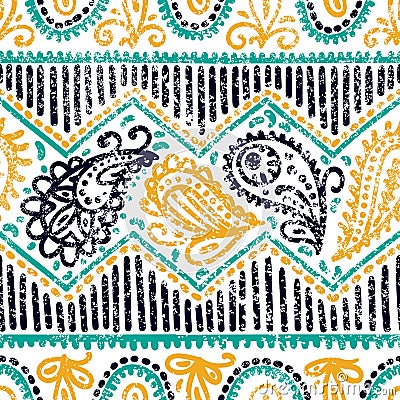 Seamless paisley pattern. Ethnic and tribal motifs. Horizontal l Vector Illustration