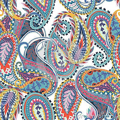 Seamless paisley pattern. Oriental design for fabric, prints, wrapping paper, card, invitation, wallpaper. Vector Illustration