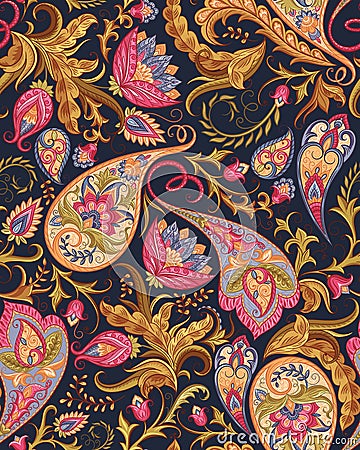 Seamless Paisley Pattern Vector Illustration