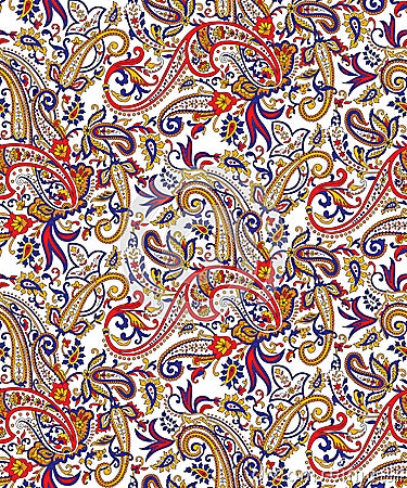 Seamless paisley pattern on white background Vector Illustration