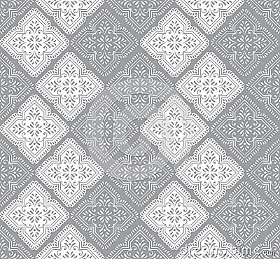 Seamless paisley wallpaper in silver Vector Illustration