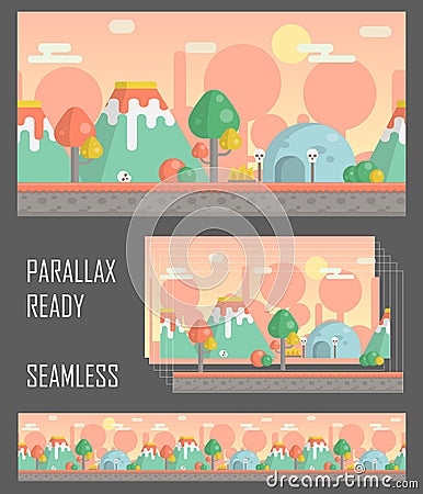 Seamless parallax ready prehistoric background Vector Illustration