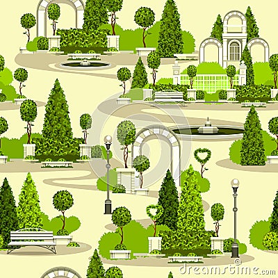 Seamless park pattern Vector Illustration