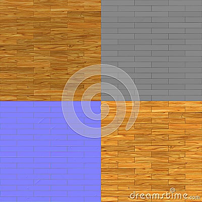 seamless parquet texture bump map diffuse map and normal map for 3d renderings Stock Photo