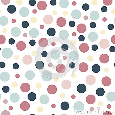 Seamless party pattern with different sizes dots. Backdrop, wrapping, fabric design. Stock Photo