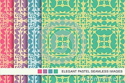 Seamless pastel background set sawtooth round geometry Vector Illustration