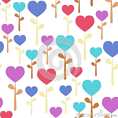 Seamless Pastel Heart flowers Stock Photo