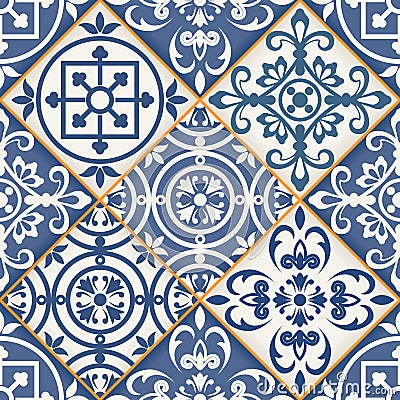 Seamless patchwork pattern , Moroccan tiles Vector Illustration