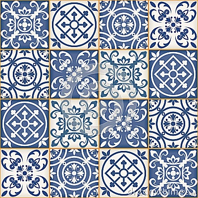 Seamless patchwork pattern , Moroccan tiles Vector Illustration