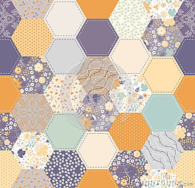 Seamless patchwork pattern in vintage colors. Beautiful print for fabric and textile Vector Illustration