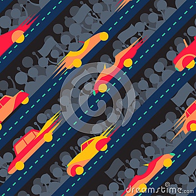 Seamless patter with cars. Can be used for textile, kids clothes Cartoon Illustration
