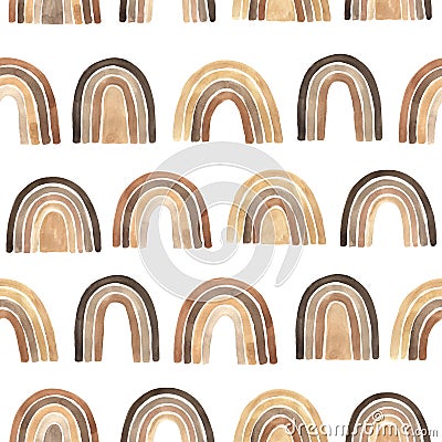 Seamless patterm with beige and brown rainbows Stock Photo