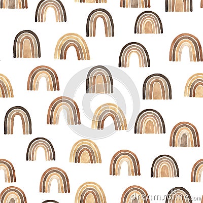 Seamless patterm with beige and brown rainbows Stock Photo