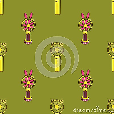 Seamless patterm with cute blowers with ears. Vector Vector Illustration