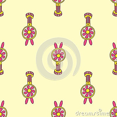 Seamless patterm with cute fan with ears. Vector Vector Illustration