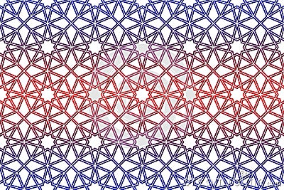 Vector Blue and Red Gradient Seamless Geometric Octagonal Stars Pattern in White Background Stock Photo