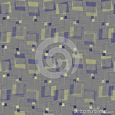Seamless pattern, abstract background. Big and small squares in rows. Curved, shifted, overlay. Cartoon Illustration