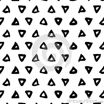 Seamless pattern. Abstract background with triangle brush strokes. Monochrome hand drawn texture. Vector Illustration